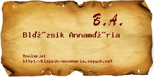 Blázsik Annamária névjegykártya